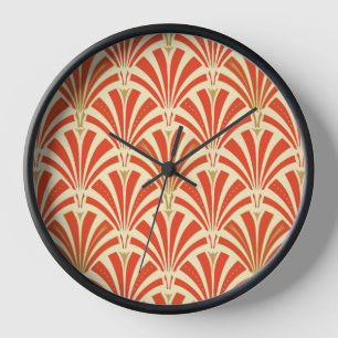 Horloge Motif ventilateur Art déco - mandarin orange