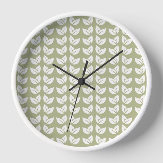 Horloge Motif Vintage Green Retro Y2K Leaf (Recto)