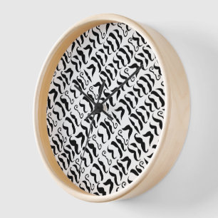 Horloge Moustache noire et blanche M. Hipster Vintage Retr