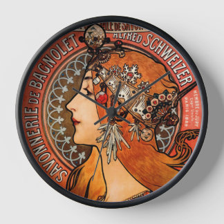 Horloge Mucha Art Nouveau Lady
