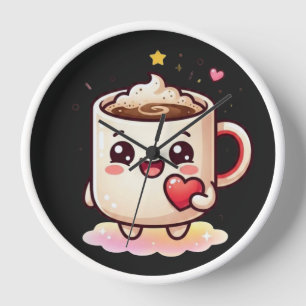 Horloge Mug Chocolat Chaud Mignon Kawaii avec Vecteur de C