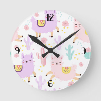 Horloge Mur Acrylique Cute Llamas