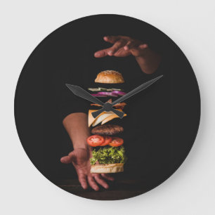 Horloge Mur Acrylique Hamburger Gourmet