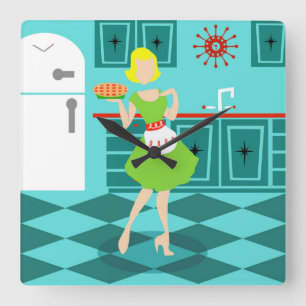 Horloge Mur Acrylique Rétro Cuisine