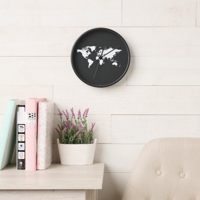 Horloge Mur de cartes du monde (Salle de lecture)