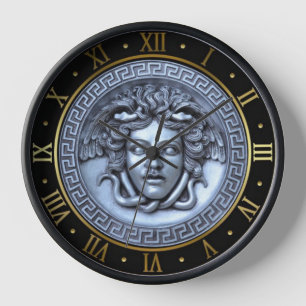 Horloge Mur de Medusa Platine et Or