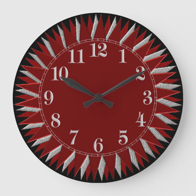 Horloge Mur Rouge Noir Argent (Recto)
