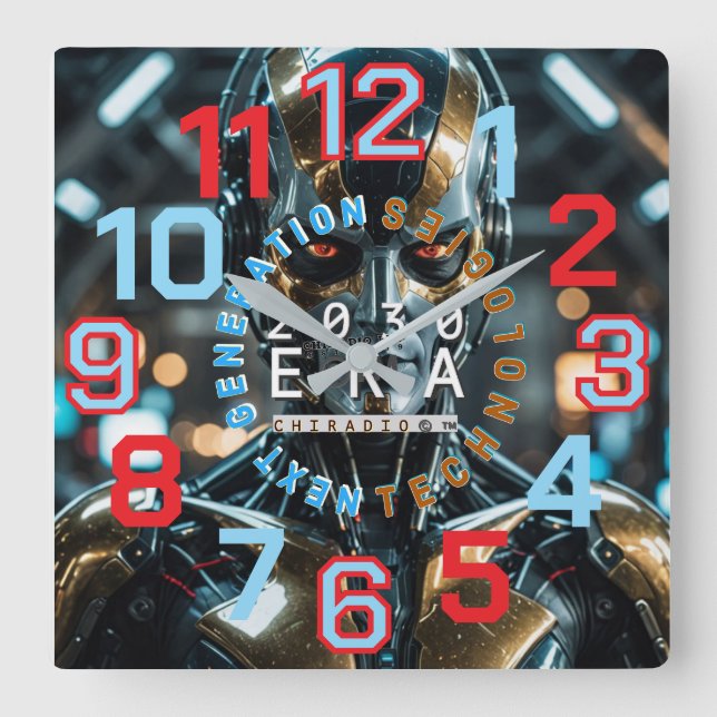Horloge murale 2030 Robot IA ChiRadioLLC™   (Recto)