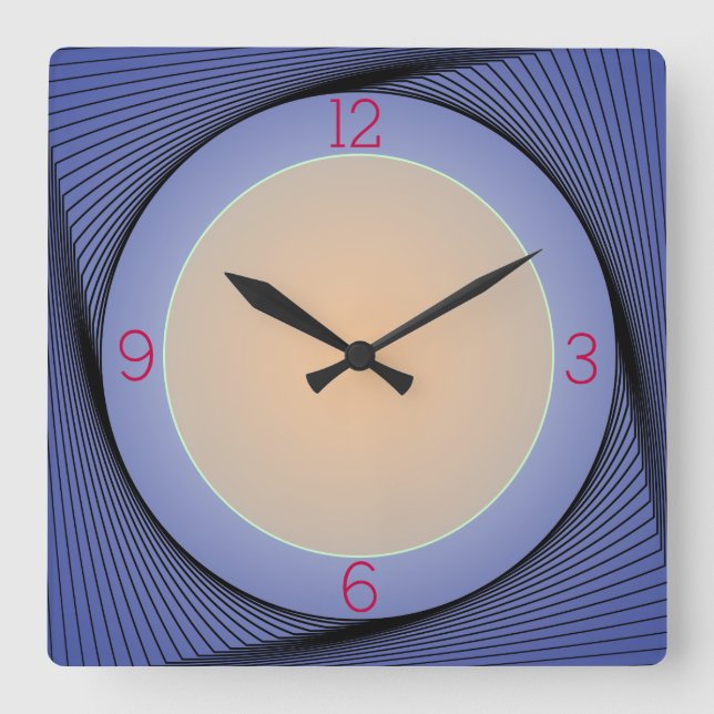 Horloge murale à bordure bleue artistique avec cen (Recto)