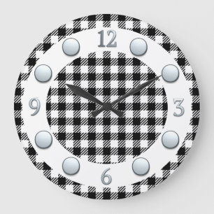 Horloge murale à carreaux noir et blanc
