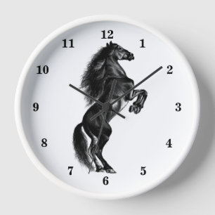 Horloge murale à cheval sauvage dressée - Couleurs
