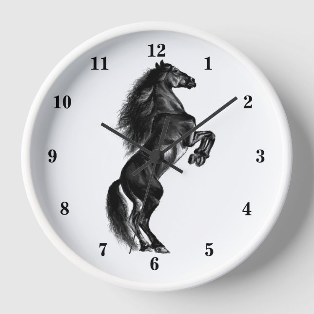 Horloge murale à cheval sauvage dressée - Couleurs (Recto)