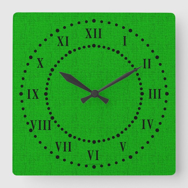 Horloge murale à chiffre romain aspect lin vert (Recto)