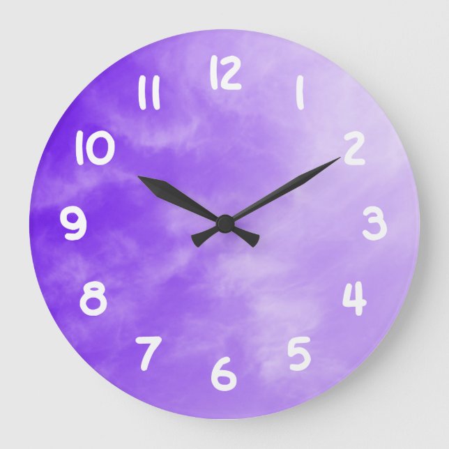 Horloge murale à chiffres blancs ciel violet (Recto)