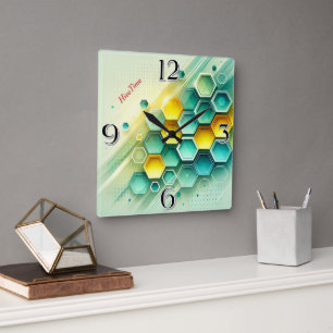 Horloge murale à design hexagonal personnalisable 