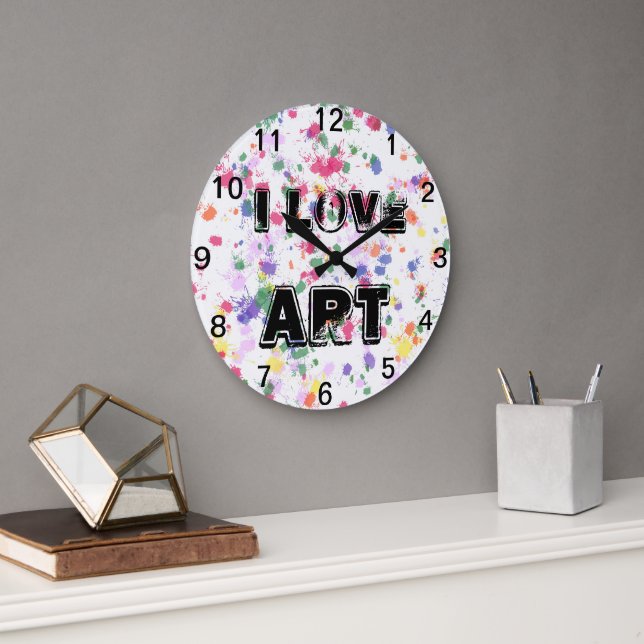Horloge murale à éclaboussures de peinture d'amour (Bureau)
