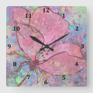 Horloge murale à éclaboussures florales