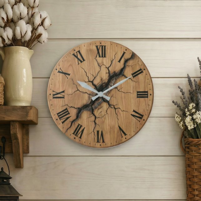 Horloge murale à effet de bois fissuré| Décor vint (Créateur téléchargé)