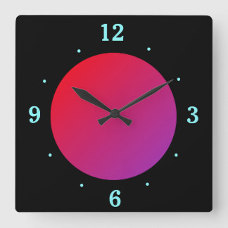 Horloge murale à fond noir avec lune rouge/rose