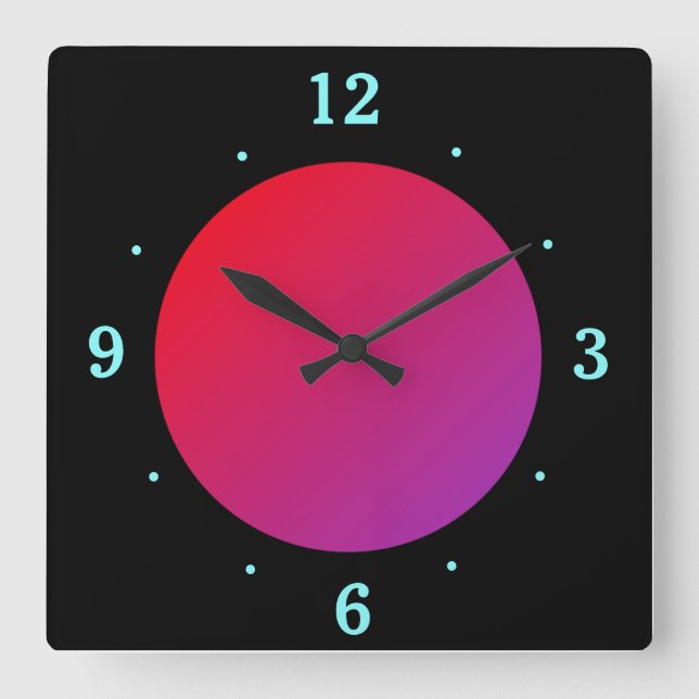 Horloge murale à fond noir avec lune rouge/rose (Recto)