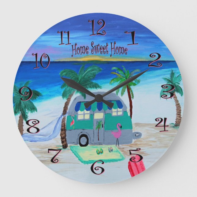 horloge murale à la maison sur la plage (Recto)
