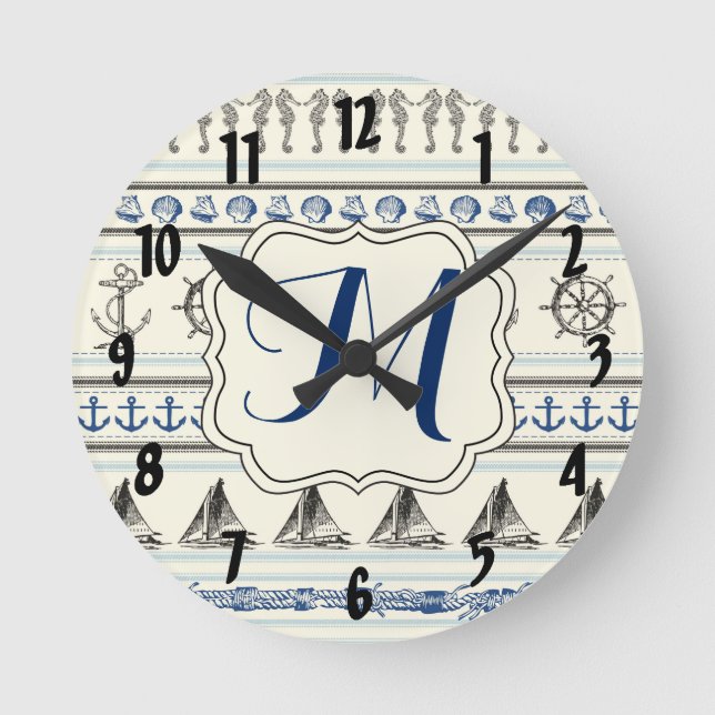 Horloge murale à monogramme initiale Nautica d'anc (Recto)