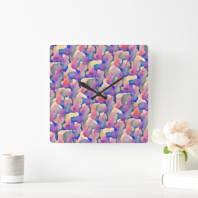 Horloge murale à motif aquarelle multicolore (Maison)