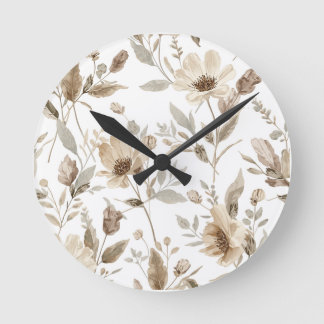 Horloge murale à motif botanique | Horloge florale