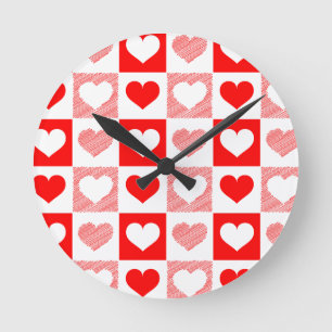 Horloge Murale à Motif de Cœur Moderne - Rouge et 