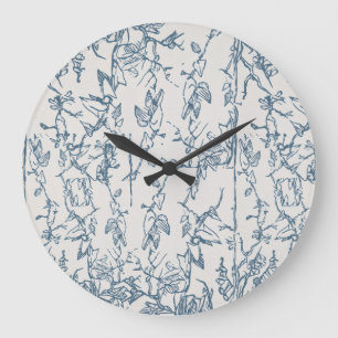 Horloge murale à motif floral bleu vintage