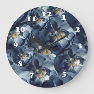 Horloge murale à motif floral rêve bleu, Roses