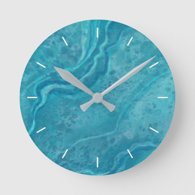 Horloge murale à motif marbré turquoise gras (Recto)
