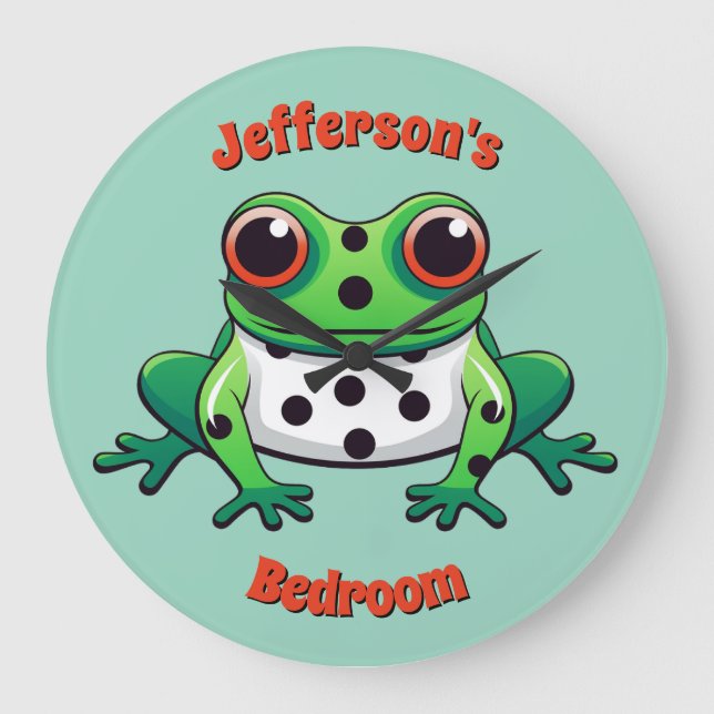 Horloge murale à point de Polka vert mignon person (Recto)