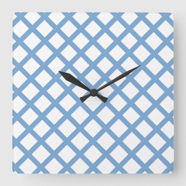 Horloge murale à rayures diamantées harlequin bleu (Recto)