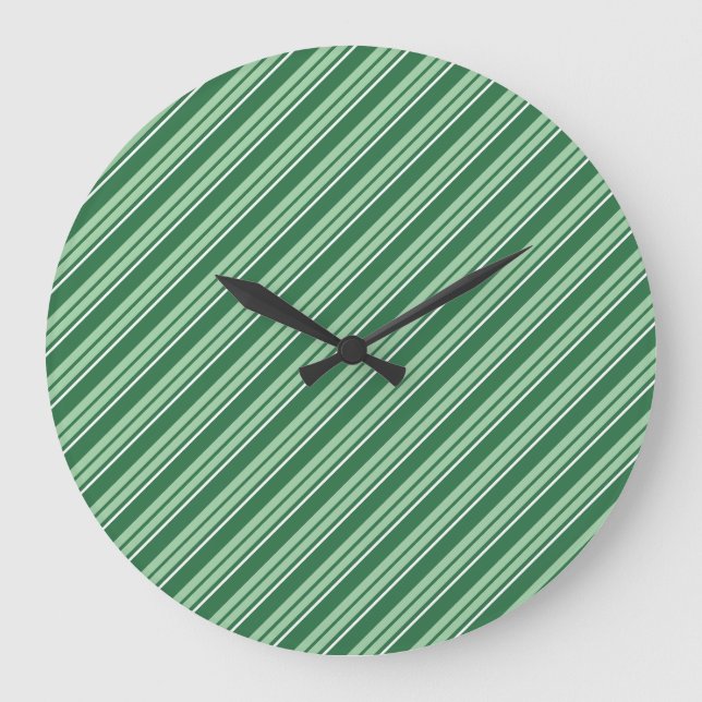 Horloge murale à rayures shamrock foncée et verte  (Recto)
