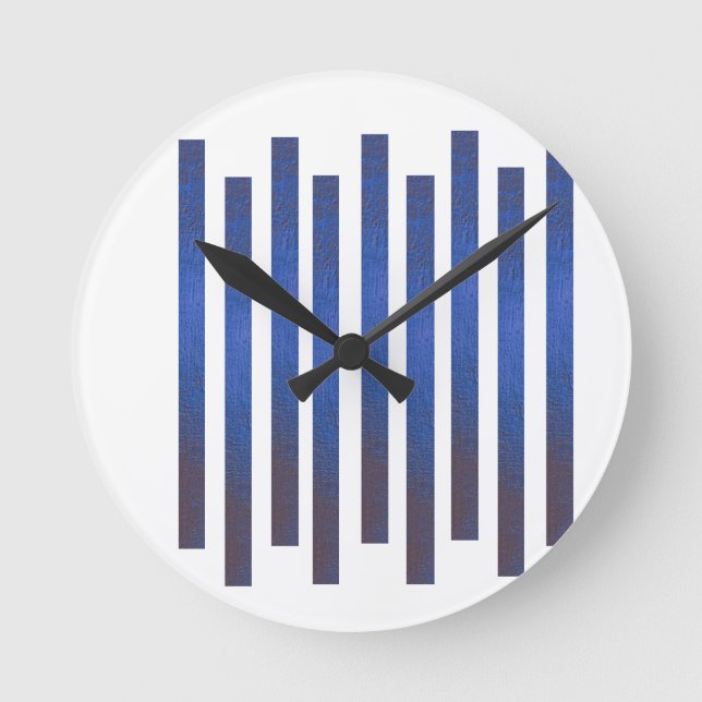 Horloge murale à rayures verticales bleues moderne (Recto)