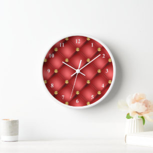 Horloge murale à touffes de diamant en or rouge