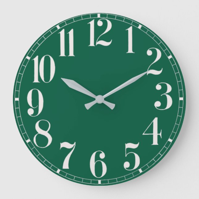 Horloge murale à visage blanc et vert foncé (Recto)