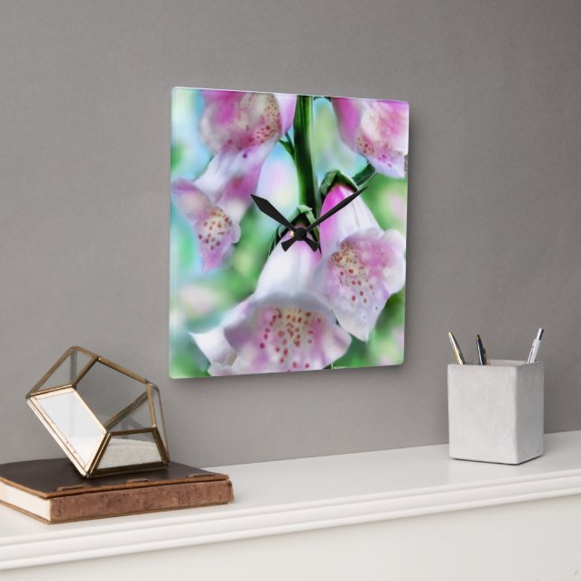 Horloge murale Abstrait Foxglove Pastel Couleurs r (Bureau)
