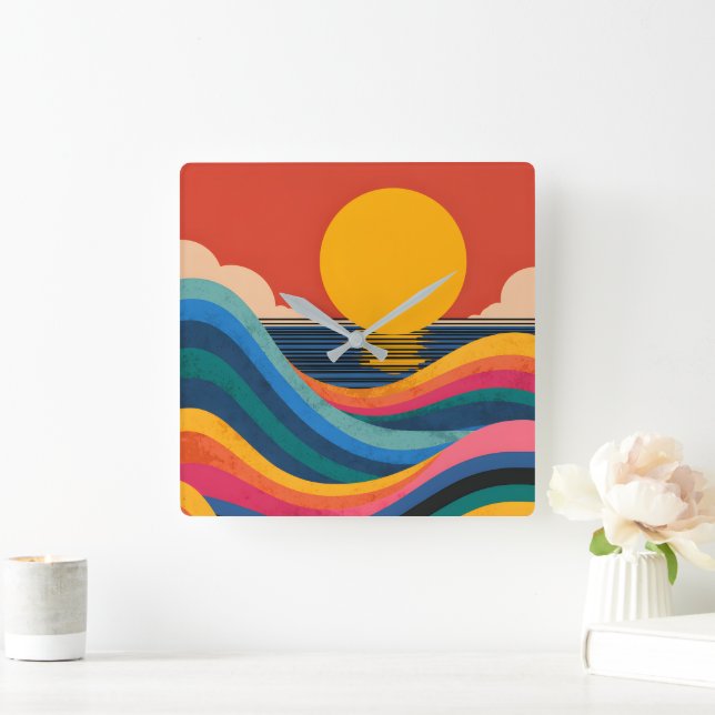 Horloge murale abstraite Bauhaus sur les vagues de (Maison)