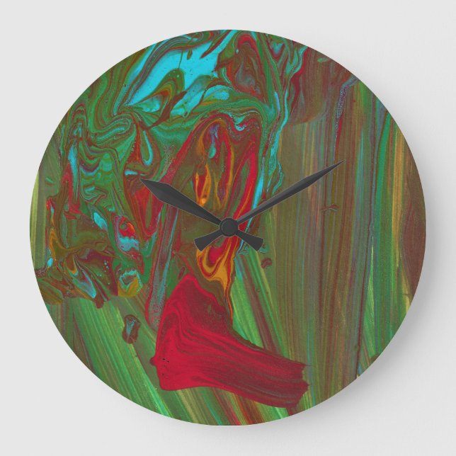 Horloge murale abstraite rouge vert gras De Rags à (Recto)