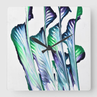 Horloge murale abstraite violette verte Pain Remov