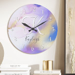Horloge murale acrylique<br><div class="desc">Personnalisez facilement ce style glamour abstrait couleur lilas peinture et faux or spray arrière - plan avec vos détails personnalisés.</div>