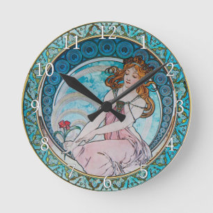 Horloge murale acrylique Art Nouveau Alphonse Much