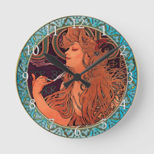Horloge murale acrylique Art Nouveau Alphonse Much
