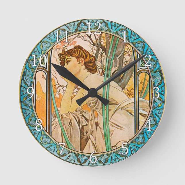 Horloge murale acrylique Art Nouveau Alphonse Much (Recto)