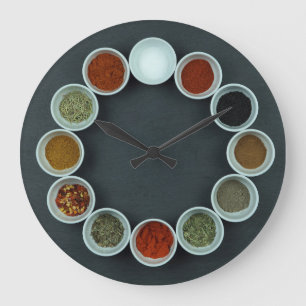 Horloge murale acrylique avec coupes à épices