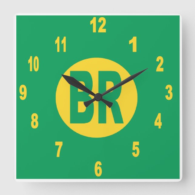 Horloge murale acrylique, BRÉSIL Carré (Recto)