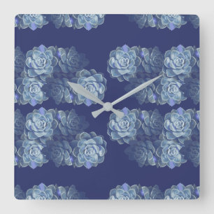 Horloge murale Acrylique Cactus Bleu