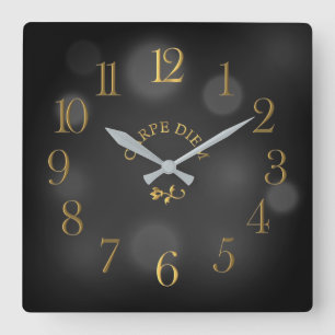 Horloge murale acrylique Carpe Diem Black Bokeh